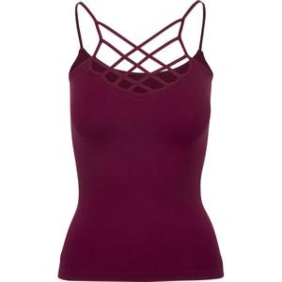 Suzette Tops - Suzette Burgundy Spider Cage Reversible Cami Tank